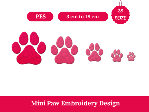 Download Mini Paw Print Embroidery Design - Paw Collection