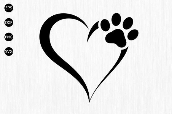 Download Dog Paw Heart Svg, Cat Paw Heart Svg - Paw Collection